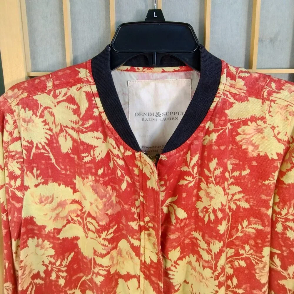 Denim & Supply Ralph Lauren Floral Bomber Jacket Size L - Picture 2 of 10